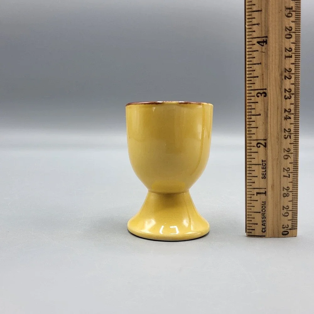 Vintage Pier 1 Yellow Ceramic Egg Cup Pedestal Base 2.75